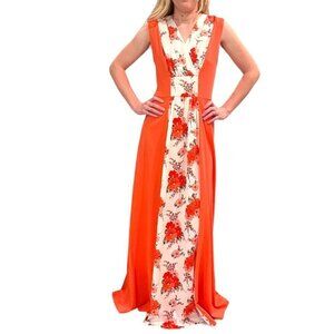 Vintage MCM Retro Maxi Sleeveless Dress Floral Size MED